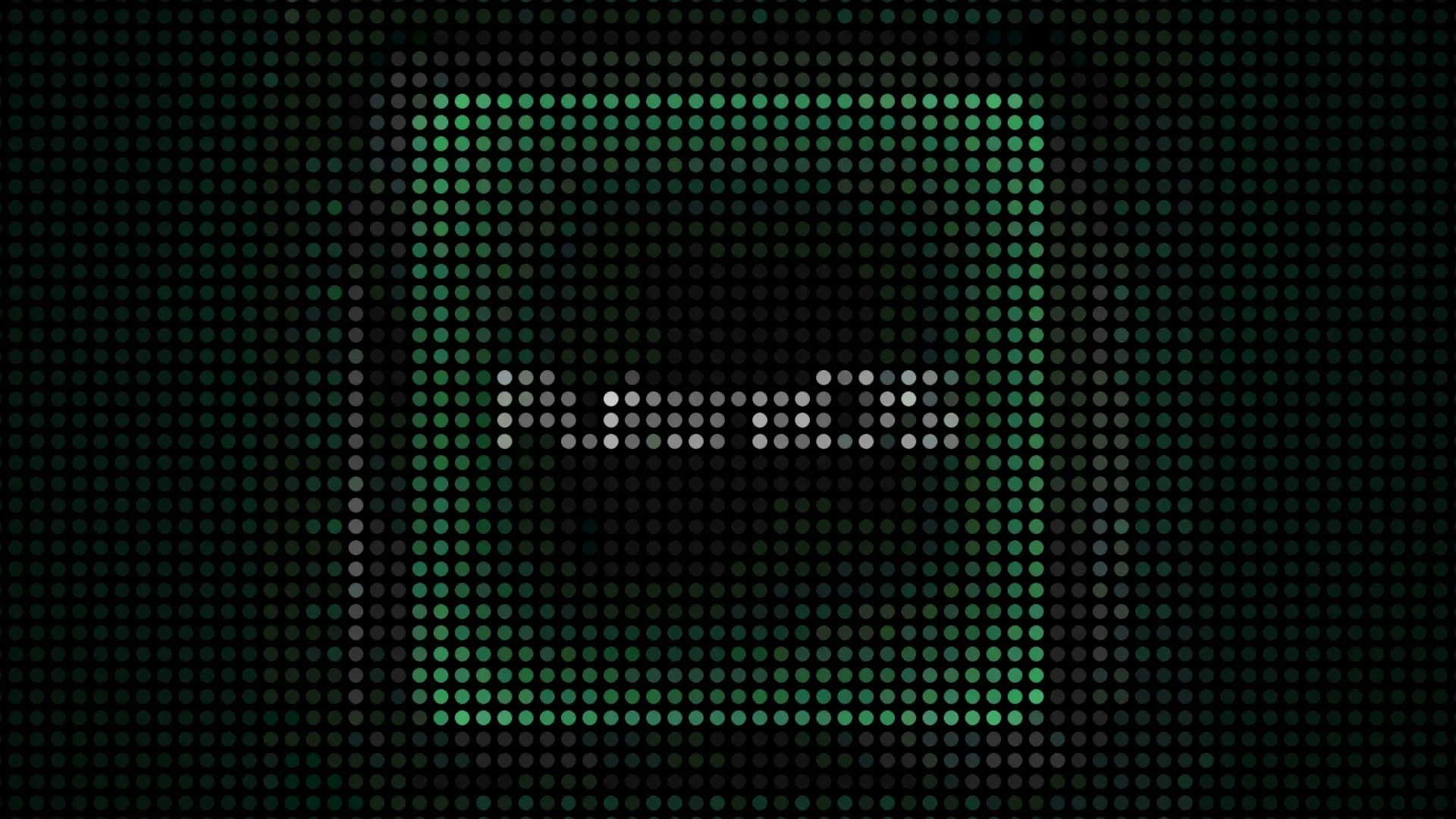 A computer chip drawn in green and white dots on black, with the FutureOS name at its center
